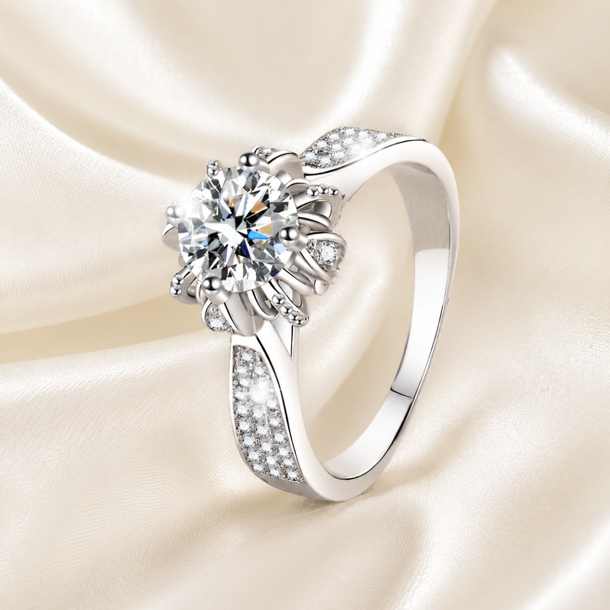Royal Bloom Moissanite Ring moissanite ring in S925 sterling silver - main product photo for ILU520 jewelry gifts