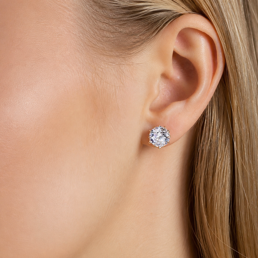 Winter Sprite Moissanite Stud Earrings pair of moissanite earrings in S925 sterling silver - gift-ready product detail for ILU520 jewelry gifts