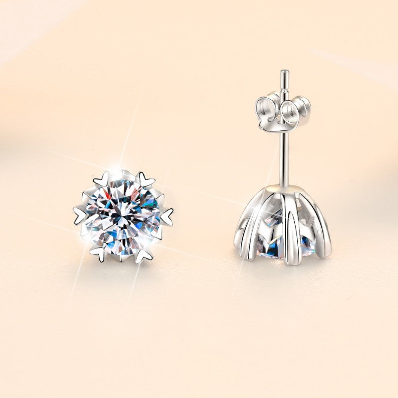 Winter Sprite Moissanite Stud Earrings pair of moissanite earrings in S925 sterling silver - gift-ready product detail for ILU520 jewelry gifts