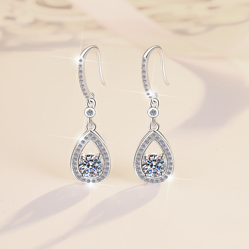 Aurora Dew Moissanite Drop Earrings pair of moissanite earrings in S925 sterling silver - gift-ready product detail for ILU520 jewelry gifts