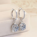 Moonlit Halo Moissanite Drop Earrings pair of moissanite earrings in S925 sterling silver - main product photo for ILU520 jewelry gifts