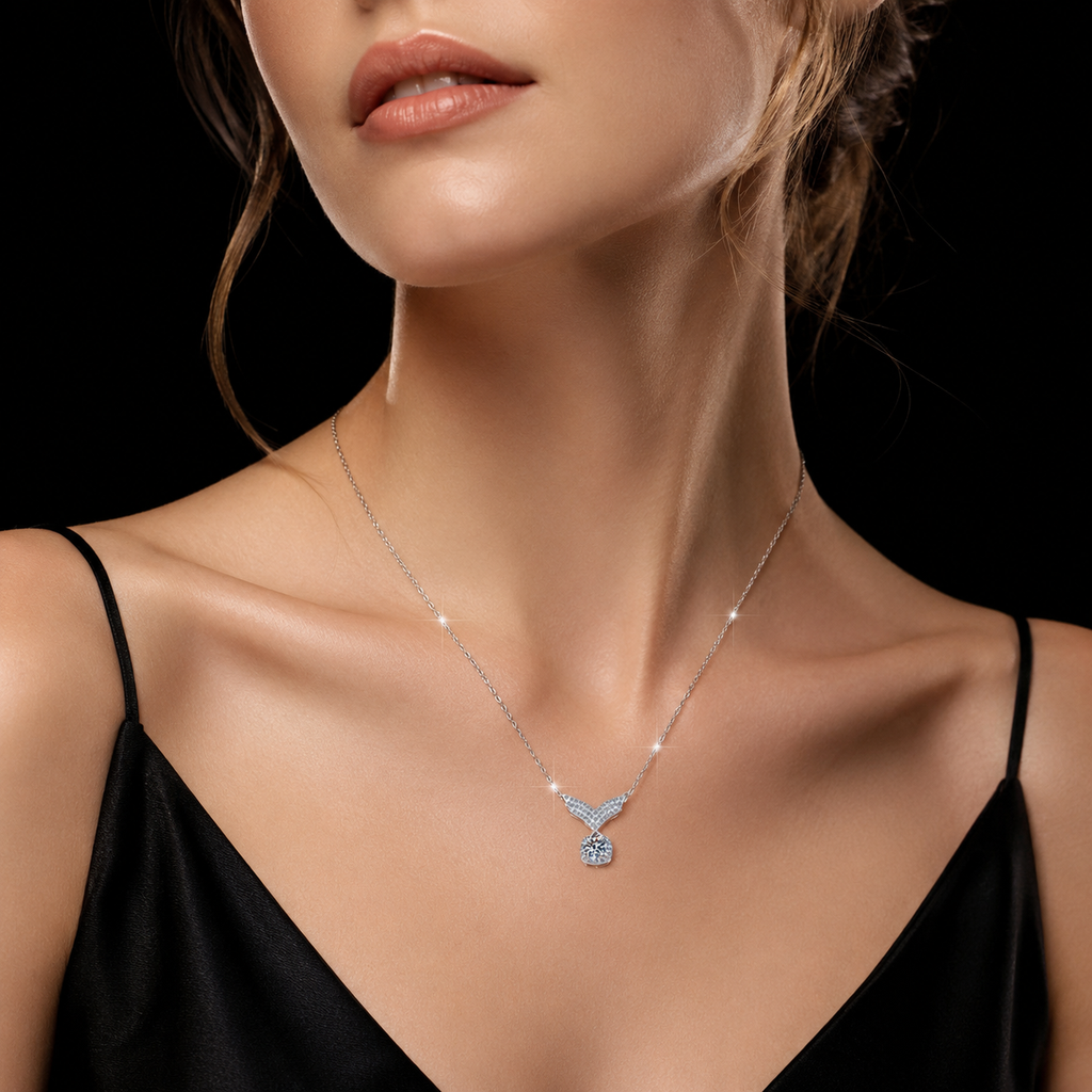 Guardian Wing Moissanite Pendant Necklace moissanite necklace in S925 sterling silver - main product photo for ILU520 jewelry gifts