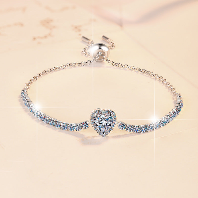 Heart Whisper Moissanite Bracelet moissanite bracelet in S925 sterling silver - gift-ready product detail for ILU520 jewelry gifts