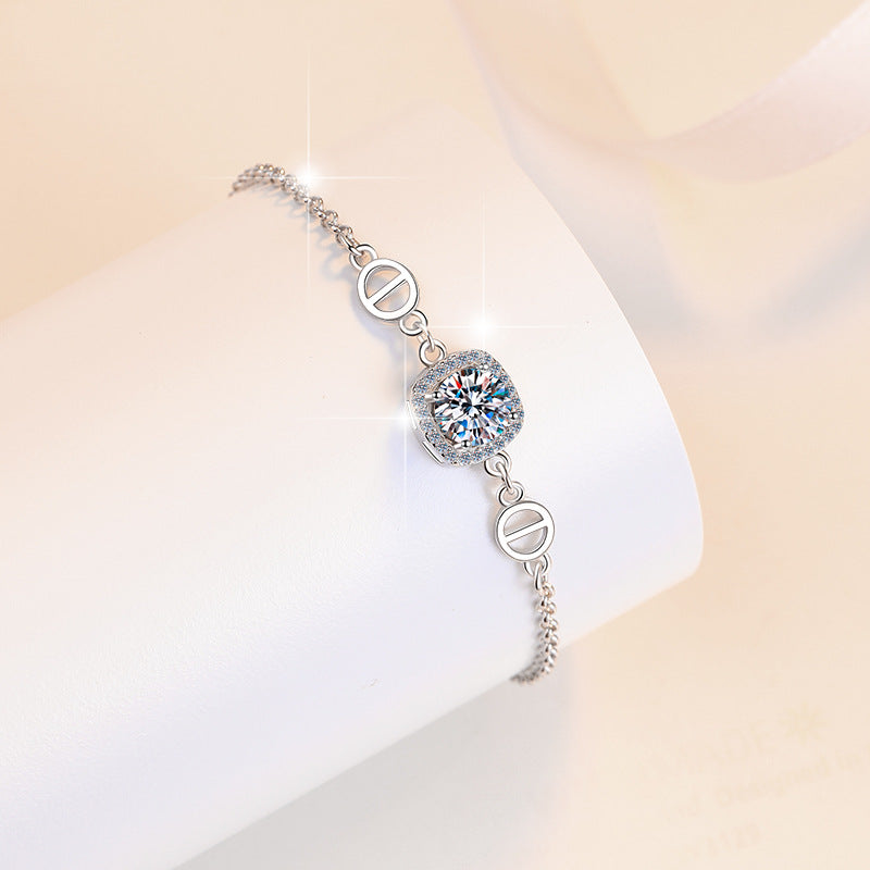 Forever Grace Moissanite Bracelet moissanite bracelet in S925 sterling silver - styling and detail view for ILU520 jewelry gifts