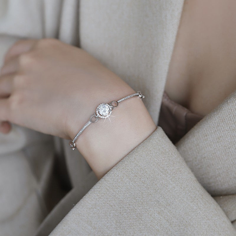 Radiant Self Moissanite Bracelet moissanite bracelet in S925 sterling silver - styling and detail view for ILU520 jewelry gifts