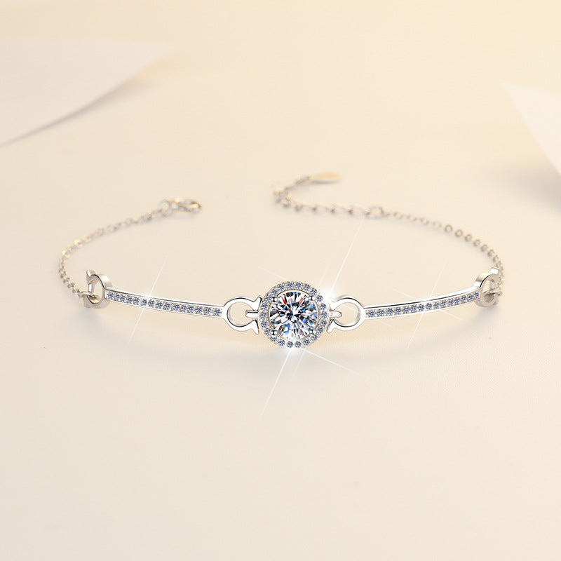 Radiant Self Moissanite Bracelet moissanite bracelet in S925 sterling silver - styling and detail view for ILU520 jewelry gifts