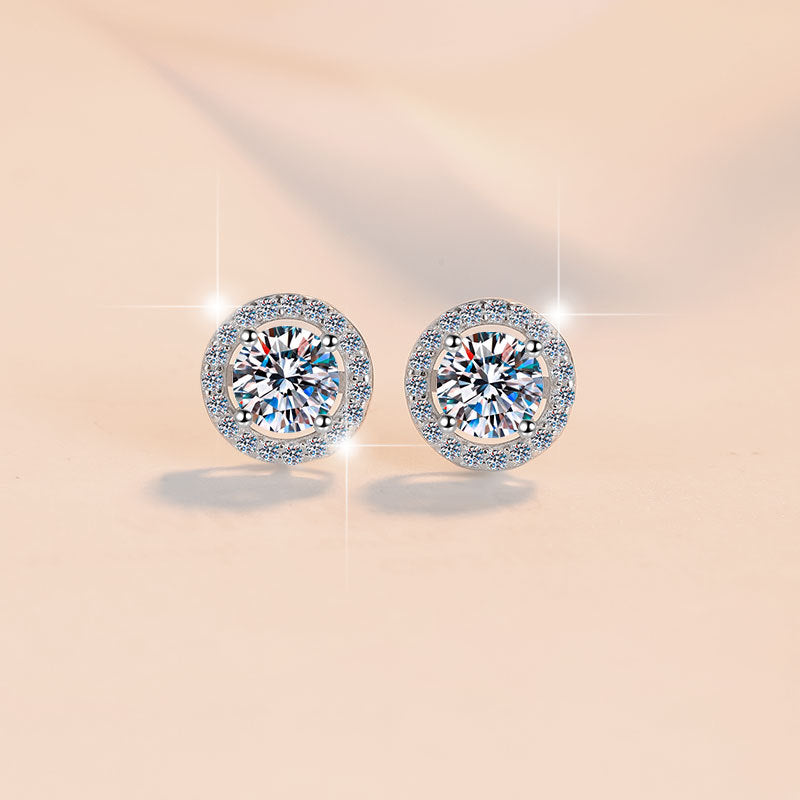 Starlace Moissanite Stud Earrings pair of moissanite earrings in S925 sterling silver - gift-ready product detail for ILU520 jewelry gifts
