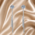Starlit Tassel Moissanite Threader Earrings pair of moissanite earrings in S925 sterling silver - main product photo for ILU520 jewelry gifts