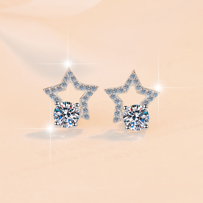 Starwish Moissanite Stud Earrings pair of moissanite earrings in S925 sterling silver - gift-ready product detail for ILU520 jewelry gifts