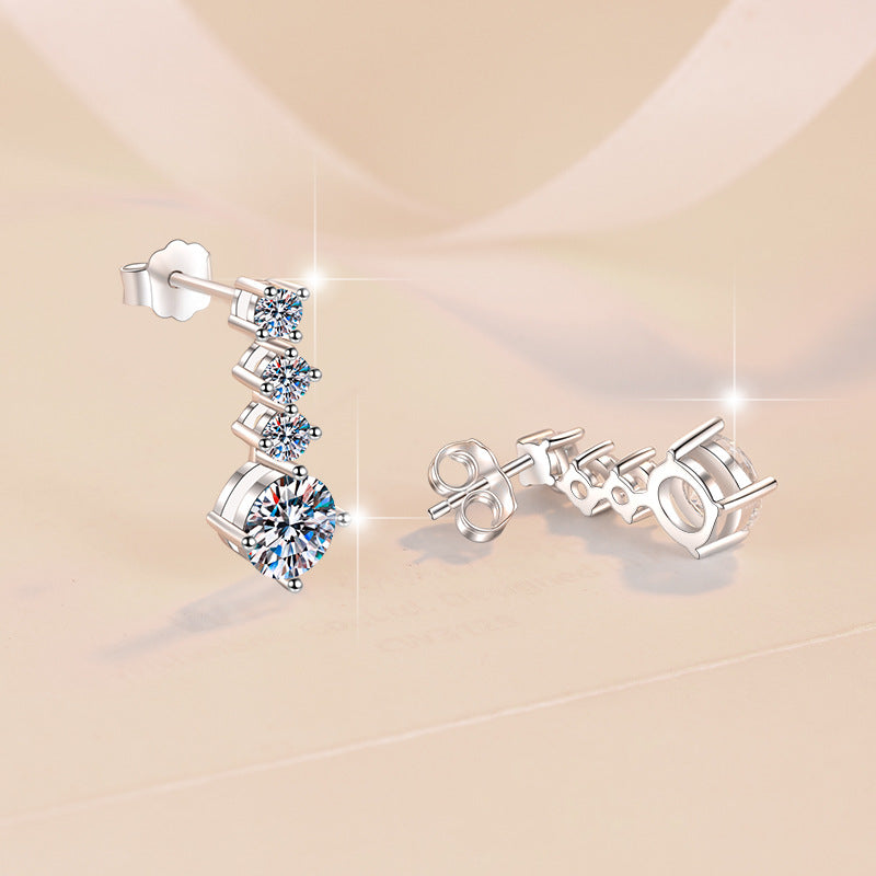 Starlight Cascade Moissanite Drop Earrings pair of moissanite earrings in S925 sterling silver - gift-ready product detail for ILU520 jewelry gifts