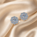 Blossom Glow Moissanite Stud Earrings pair of moissanite earrings in S925 sterling silver - main product photo for ILU520 jewelry gifts