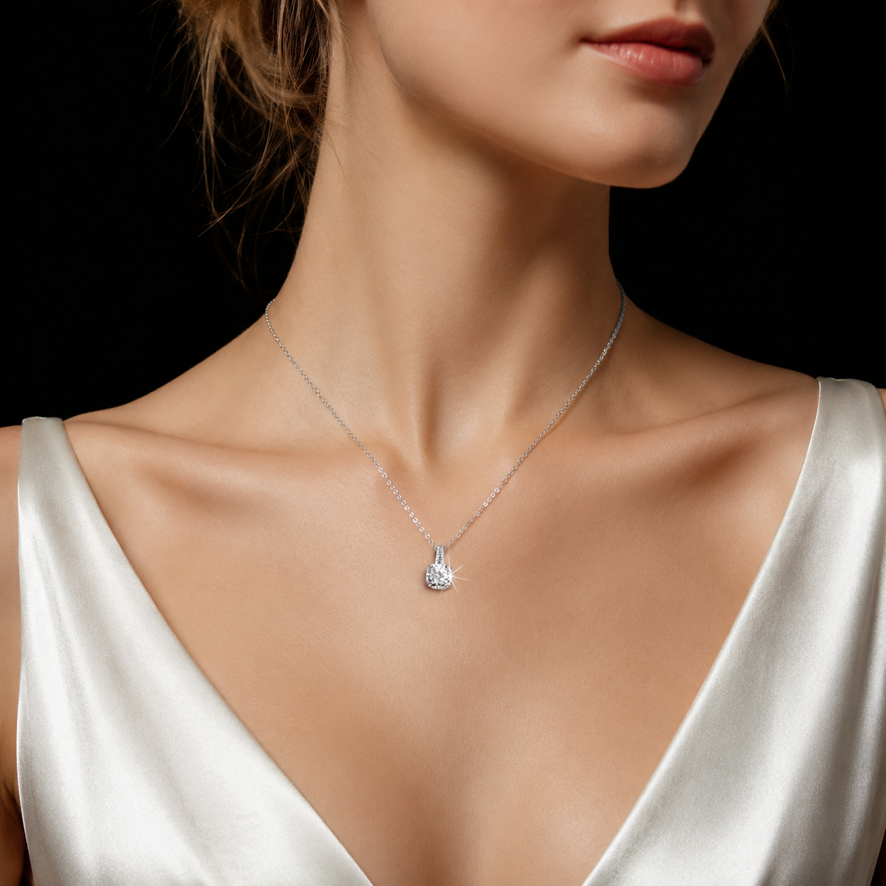 Mini Clutch Moissanite Pendant Necklace moissanite necklace in S925 sterling silver - main product photo for ILU520 jewelry gifts