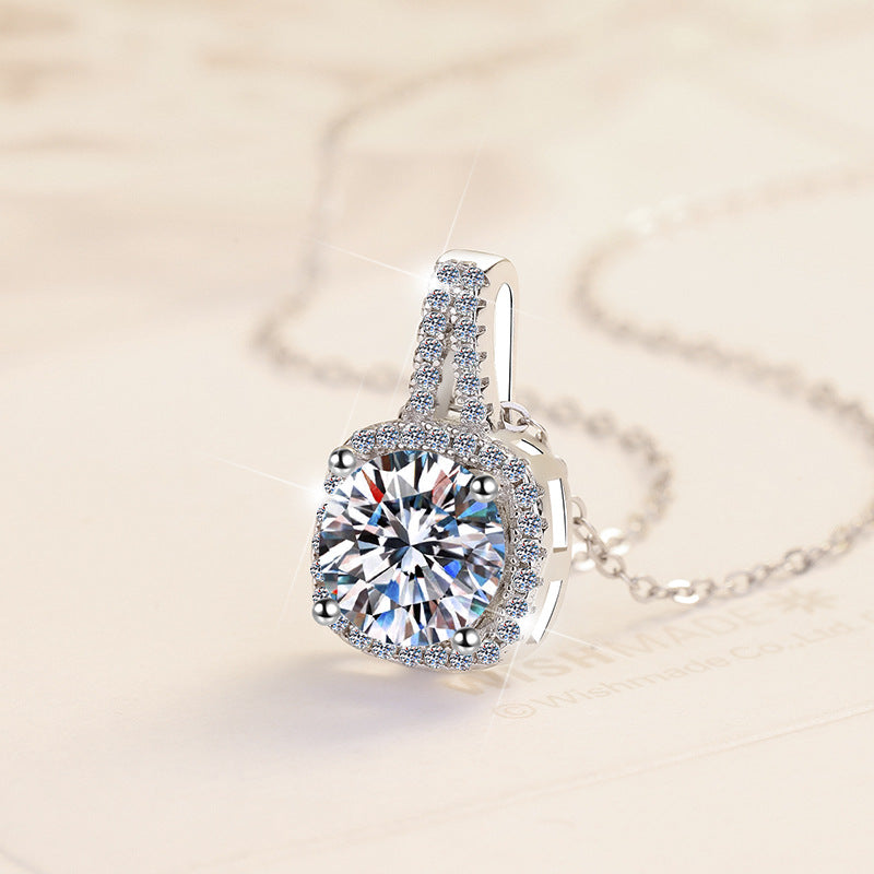 Mini Clutch Moissanite Pendant Necklace moissanite necklace in S925 sterling silver - gift-ready product detail for ILU520 jewelry gifts