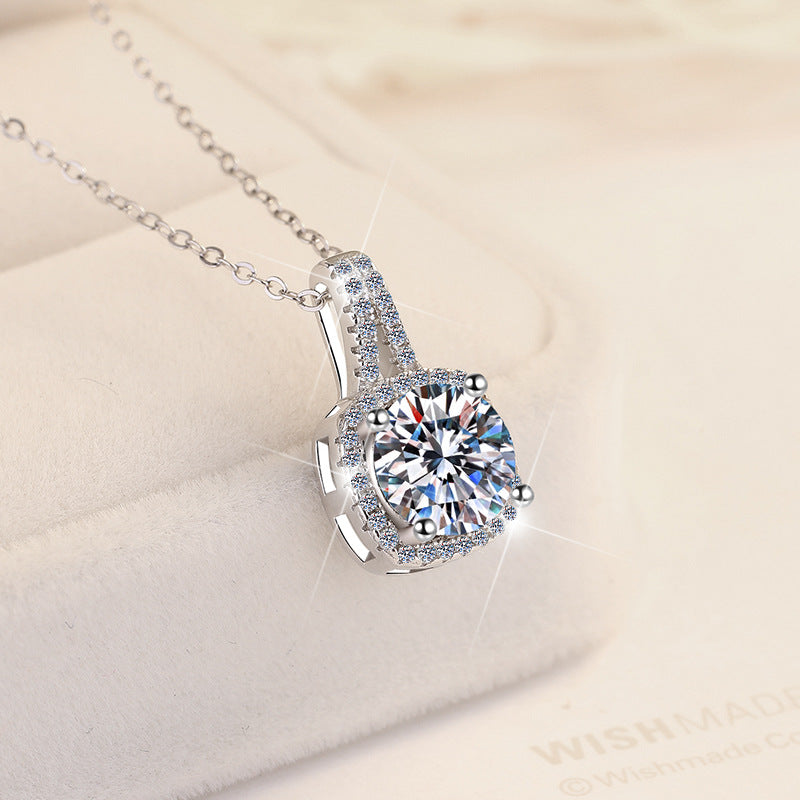 Mini Clutch Moissanite Pendant Necklace moissanite necklace in S925 sterling silver - gift-ready product detail for ILU520 jewelry gifts
