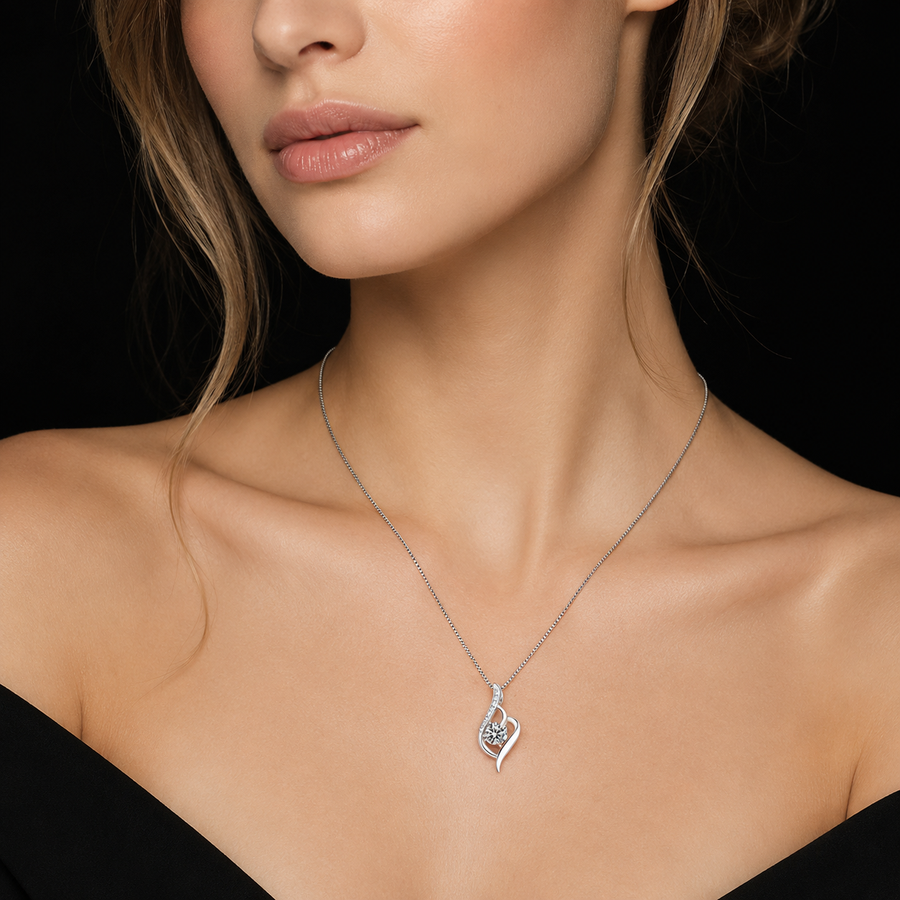 Silver Flame Moissanite Pendant Necklace moissanite necklace in S925 sterling silver - main product photo for ILU520 jewelry gifts