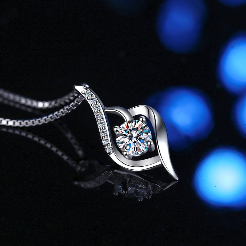 Silver Flame Moissanite Pendant Necklace moissanite necklace in S925 sterling silver - gift-ready product detail for ILU520 jewelry gifts