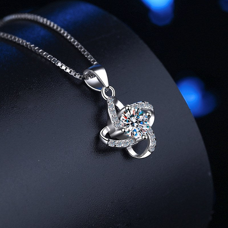 Bloom Embrace Moissanite Pendant Necklace moissanite necklace in S925 sterling silver - gift-ready product detail for ILU520 jewelry gifts