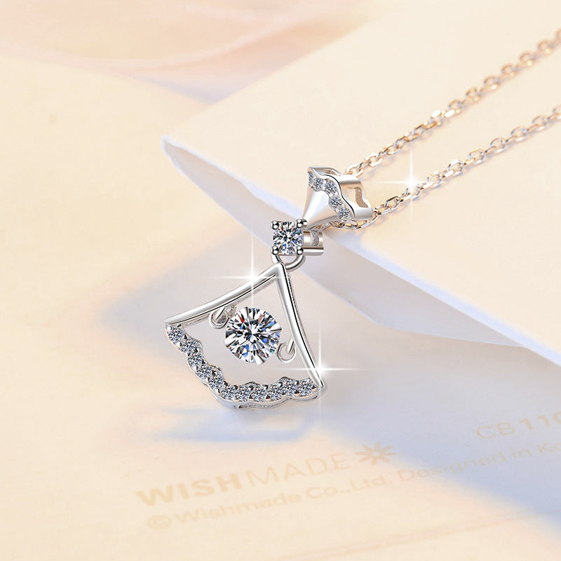Dancing Belle Moissanite Pendant Necklace moissanite necklace in S925 sterling silver - gift-ready product detail for ILU520 jewelry gifts