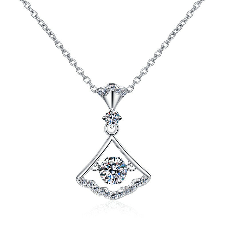 Dancing Belle Moissanite Pendant Necklace moissanite necklace in S925 sterling silver - styling and detail view for ILU520 jewelry gifts