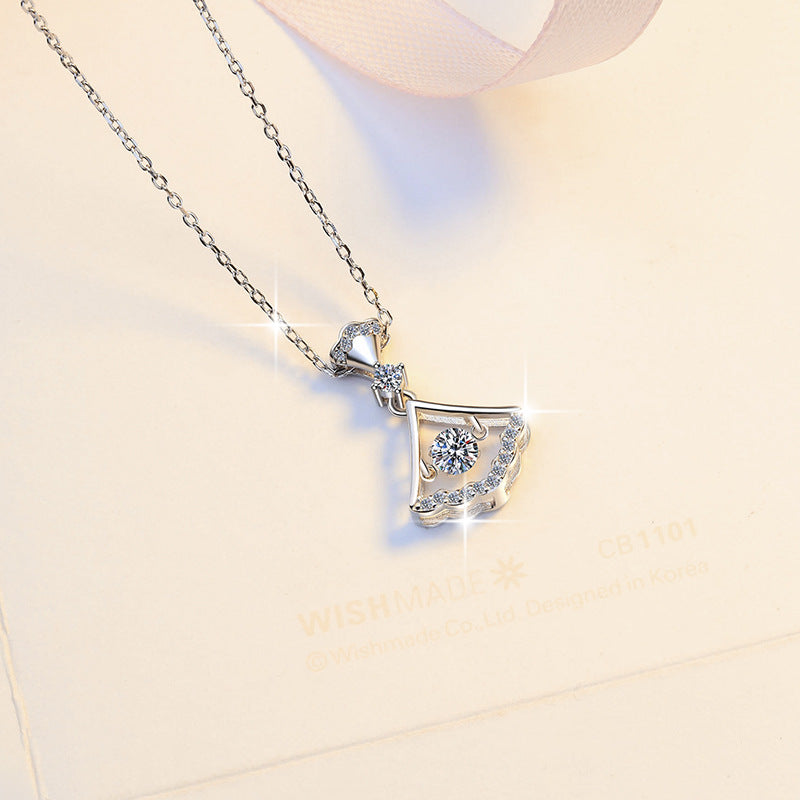 Dancing Belle Moissanite Pendant Necklace moissanite necklace in S925 sterling silver - styling and detail view for ILU520 jewelry gifts
