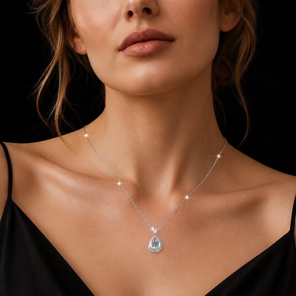 Hourglass Grace Moissanite Pendant Necklace moissanite necklace in S925 sterling silver - main product photo for ILU520 jewelry gifts