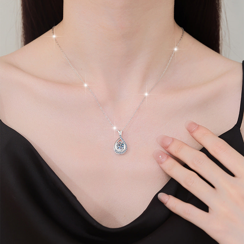 Hourglass Grace Moissanite Pendant Necklace moissanite necklace in S925 sterling silver - gift-ready product detail for ILU520 jewelry gifts