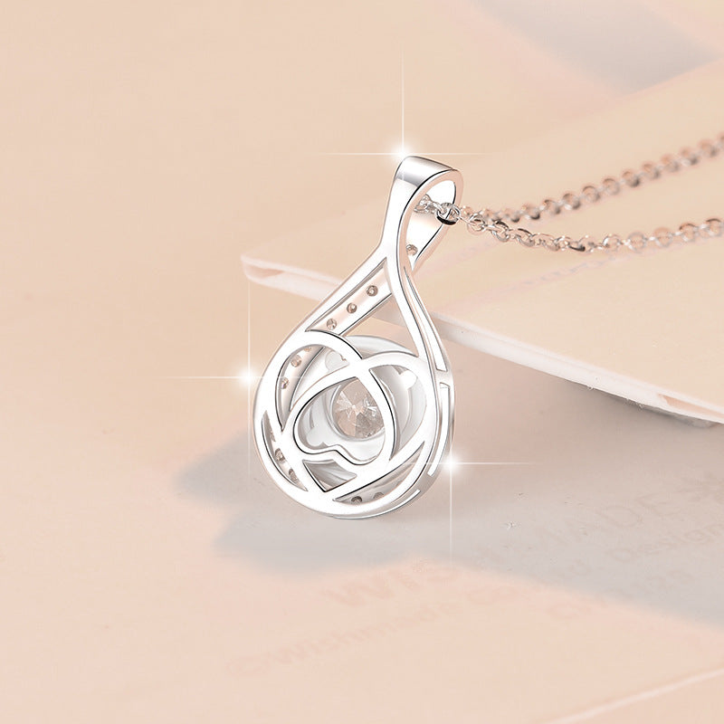 Hourglass Grace Moissanite Pendant Necklace moissanite necklace in S925 sterling silver - gift-ready product detail for ILU520 jewelry gifts