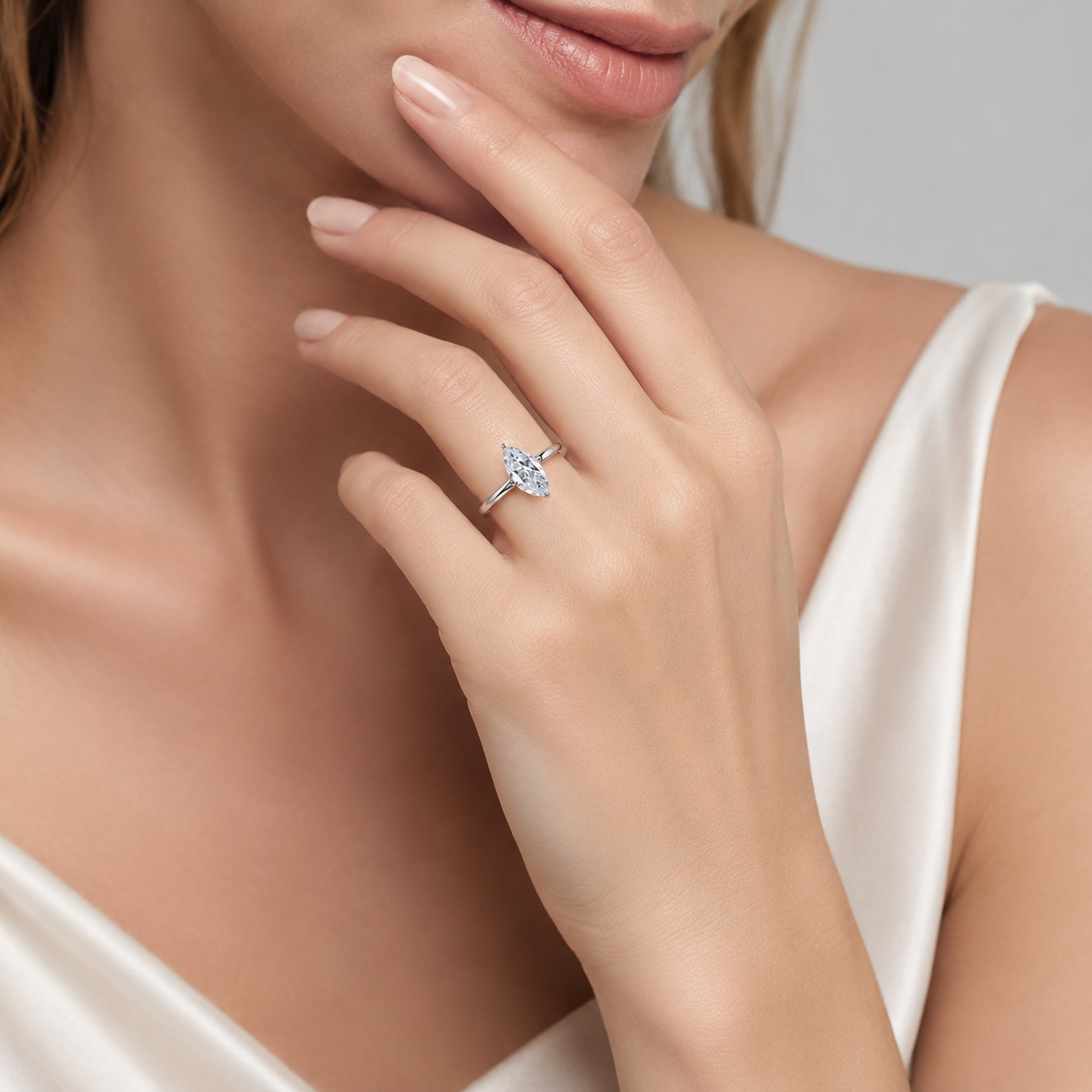 Graceful Edge Moissanite Ring moissanite ring in S925 sterling silver - styling and detail view for ILU520 jewelry gifts