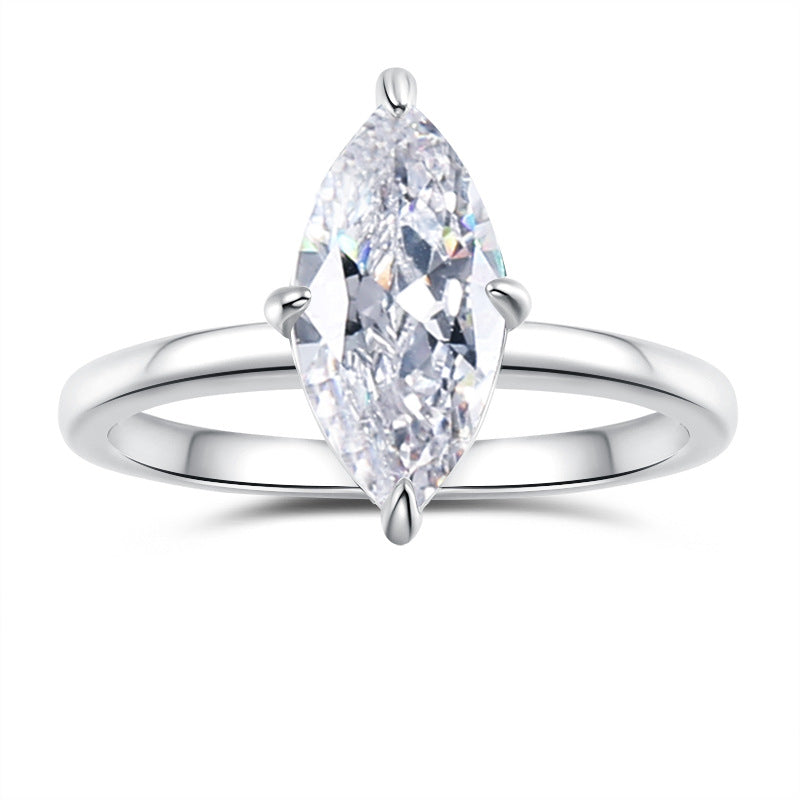 Graceful Edge Moissanite Ring moissanite ring in S925 sterling silver - styling and detail view for ILU520 jewelry gifts