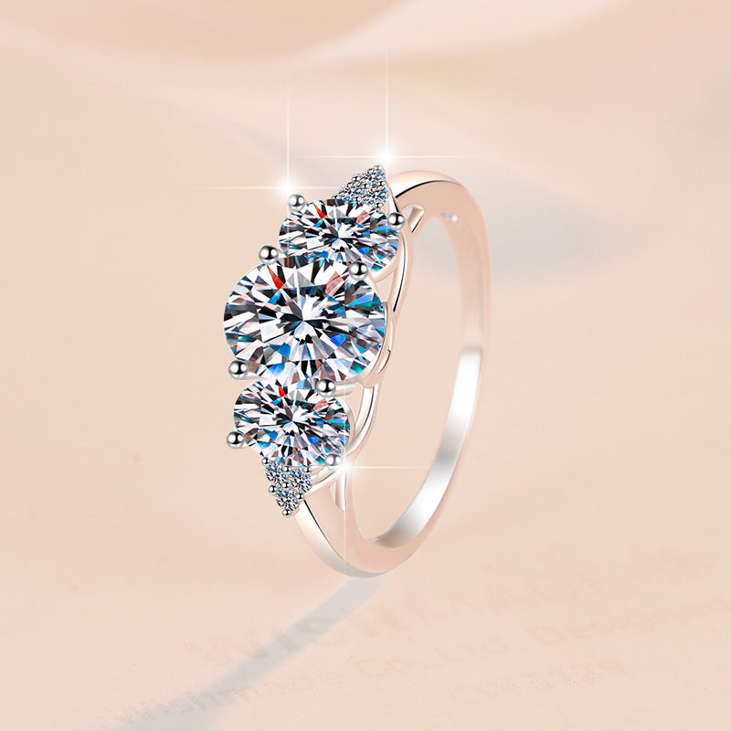 Starlit Moon Moissanite Ring moissanite ring in S925 sterling silver - styling and detail view for ILU520 jewelry gifts