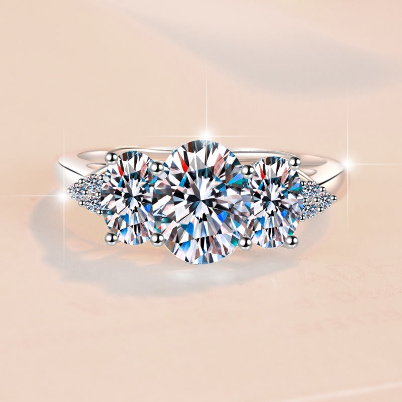 Starlit Moon Moissanite Ring moissanite ring in S925 sterling silver - styling and detail view for ILU520 jewelry gifts
