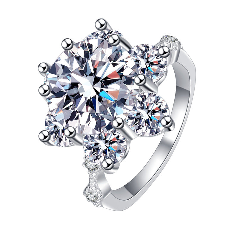 Regal Goddess Moissanite Ring moissanite ring in S925 sterling silver - styling and detail view for ILU520 jewelry gifts