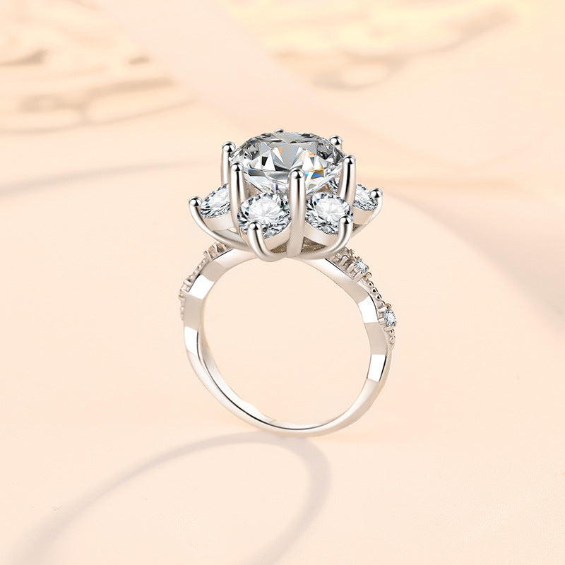 Regal Goddess Moissanite Ring moissanite ring in S925 sterling silver - styling and detail view for ILU520 jewelry gifts