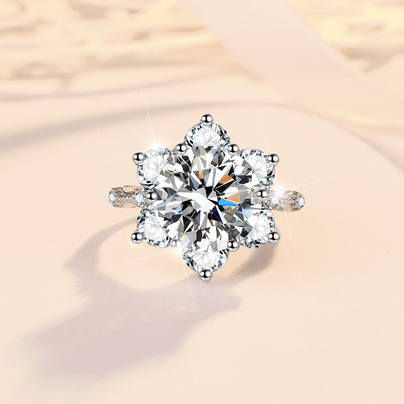 Regal Goddess Moissanite Ring moissanite ring in S925 sterling silver - styling and detail view for ILU520 jewelry gifts