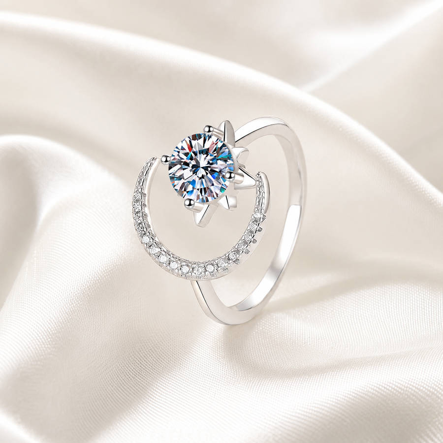 Crescent Glow Moissanite Ring moissanite ring in S925 sterling silver - main product photo for ILU520 jewelry gifts