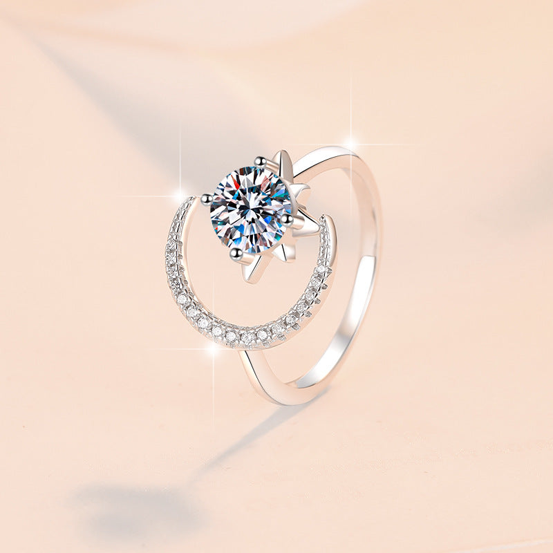 Crescent Glow Moissanite Ring moissanite ring in S925 sterling silver - gift-ready product detail for ILU520 jewelry gifts