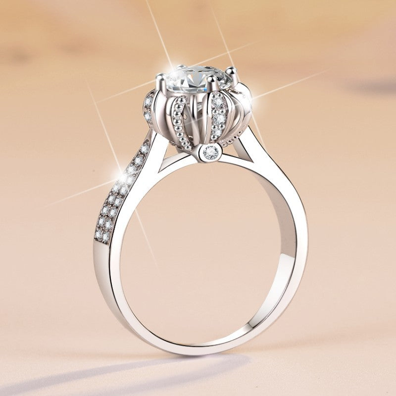 Royal Bloom Moissanite Ring moissanite ring in S925 sterling silver - styling and detail view for ILU520 jewelry gifts
