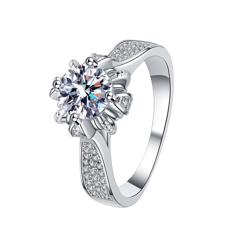 Royal Bloom Moissanite Ring moissanite ring in S925 sterling silver - styling and detail view for ILU520 jewelry gifts