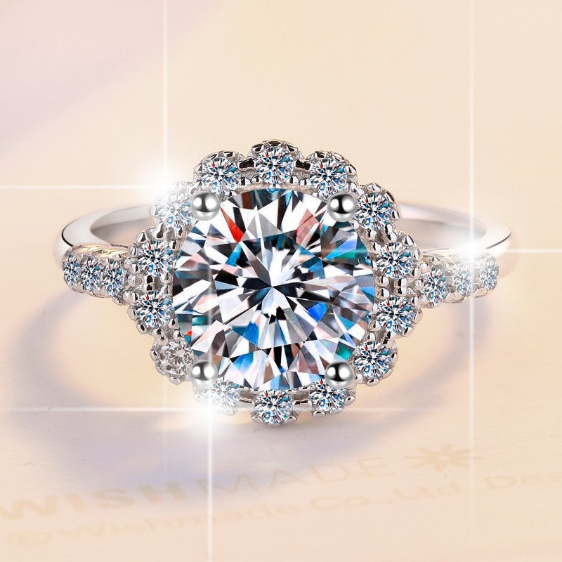 Center of Light Moissanite Ring moissanite ring in S925 sterling silver - styling and detail view for ILU520 jewelry gifts