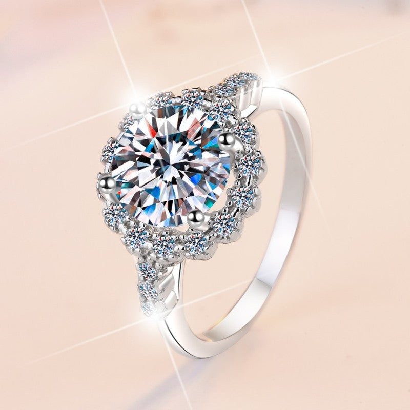 Center of Light Moissanite Ring moissanite ring in S925 sterling silver - styling and detail view for ILU520 jewelry gifts