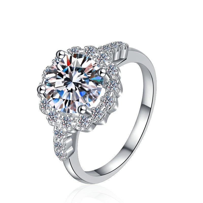 Center of Light Moissanite Ring moissanite ring in S925 sterling silver - styling and detail view for ILU520 jewelry gifts