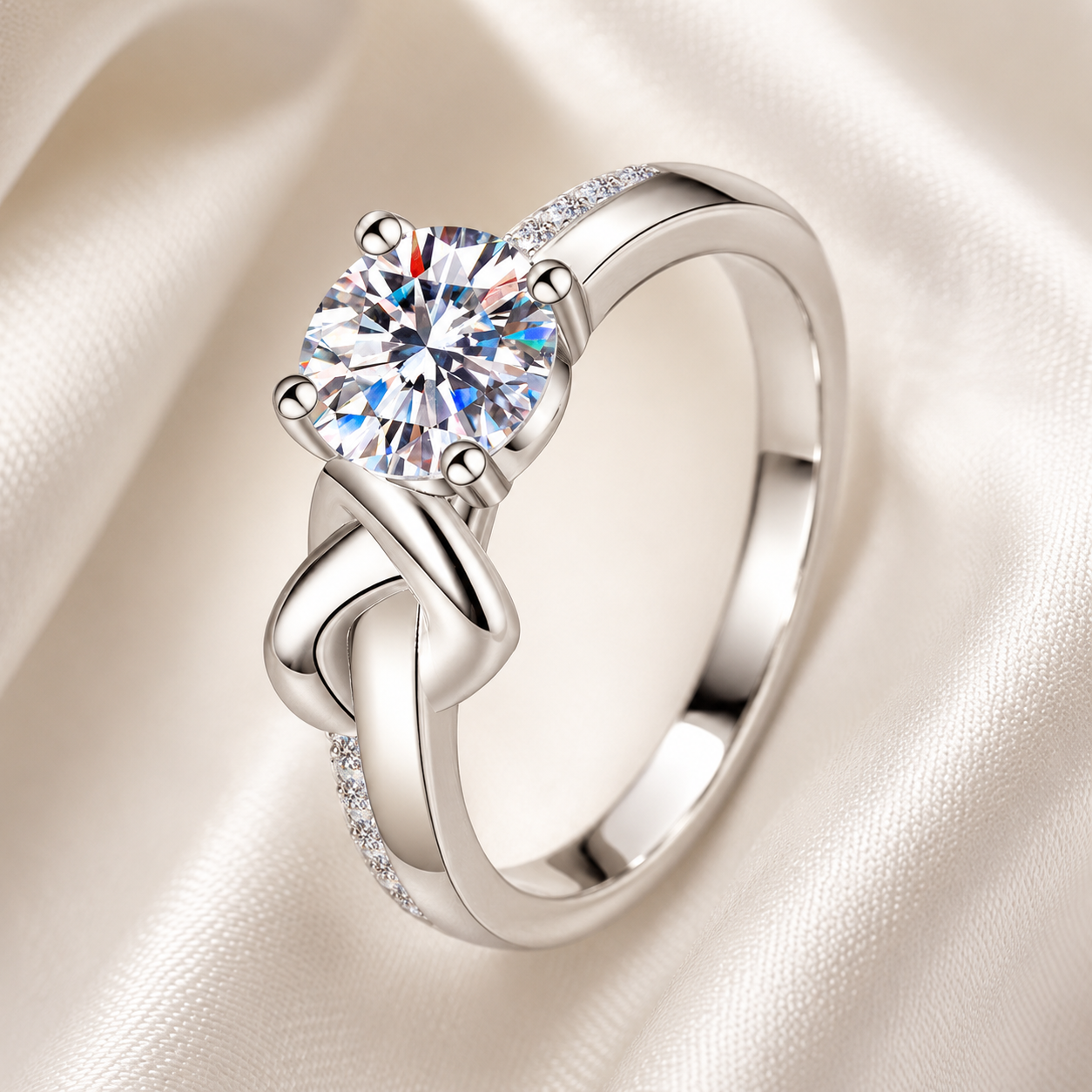 Eternal Knot Moissanite Ring moissanite ring in S925 sterling silver - main product photo for ILU520 jewelry gifts
