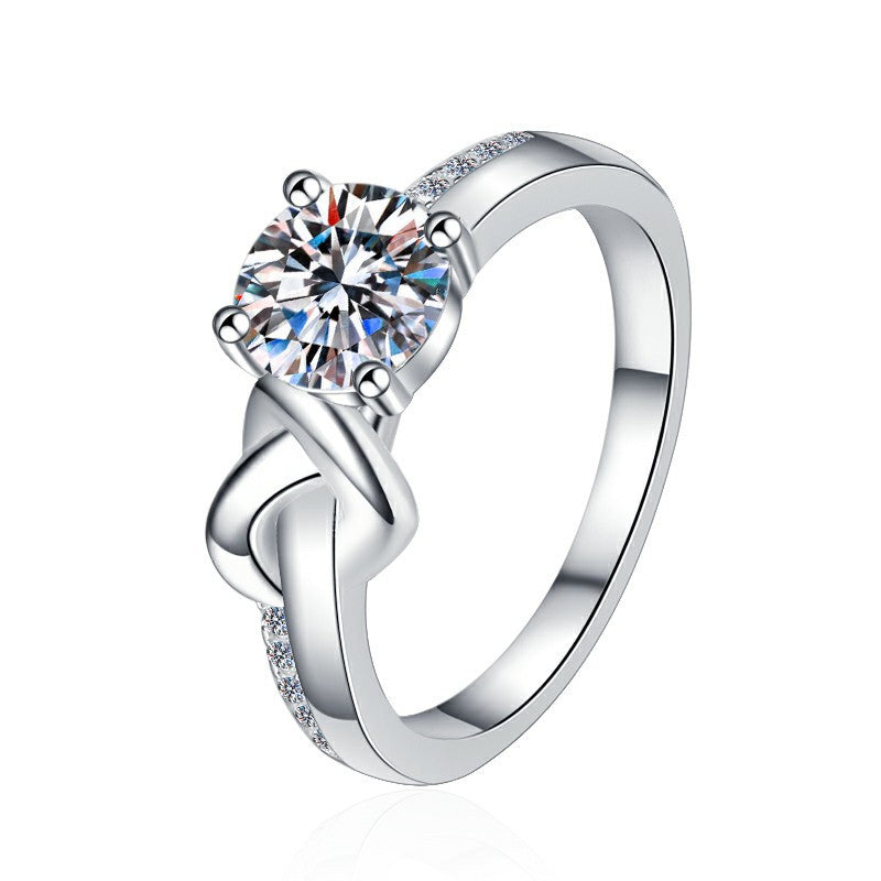 Eternal Knot Moissanite Ring moissanite ring in S925 sterling silver - styling and detail view for ILU520 jewelry gifts
