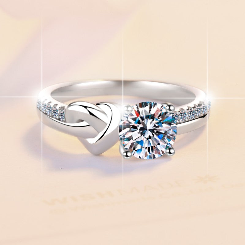 Eternal Knot Moissanite Ring moissanite ring in S925 sterling silver - styling and detail view for ILU520 jewelry gifts