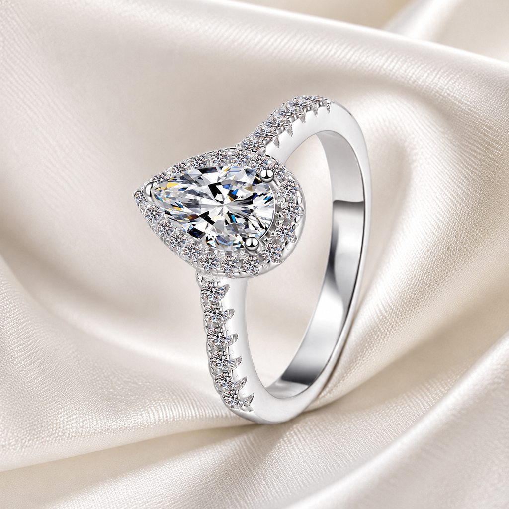 Celestial Tear Moissanite Ring moissanite ring in S925 sterling silver - main product photo for ILU520 jewelry gifts