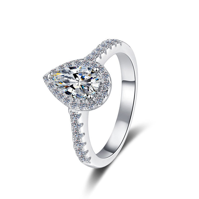 Celestial Tear Moissanite Ring moissanite ring in S925 sterling silver - styling and detail view for ILU520 jewelry gifts