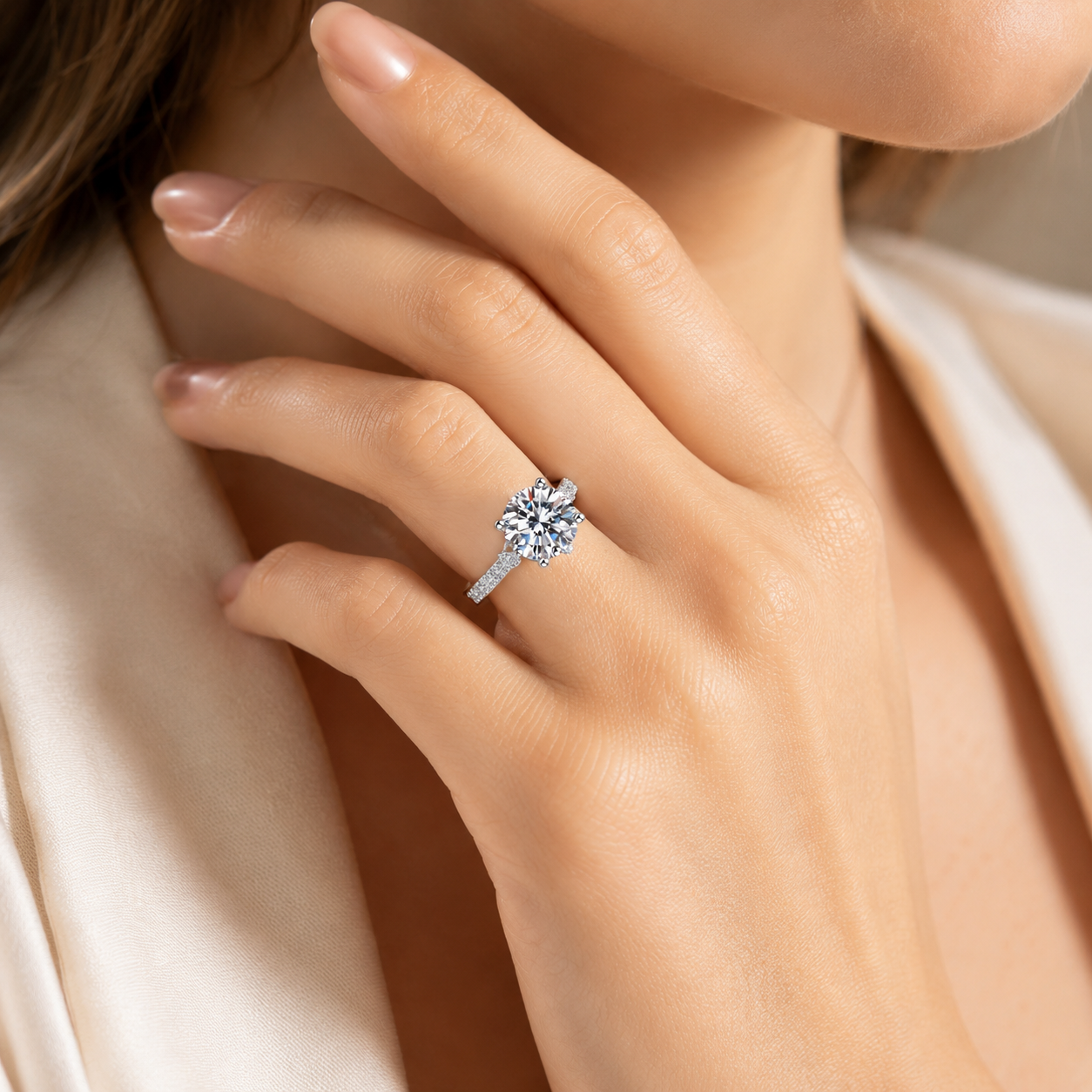 Radiant Crown Moissanite Ring moissanite ring in S925 sterling silver - gift-ready product detail for ILU520 jewelry gifts