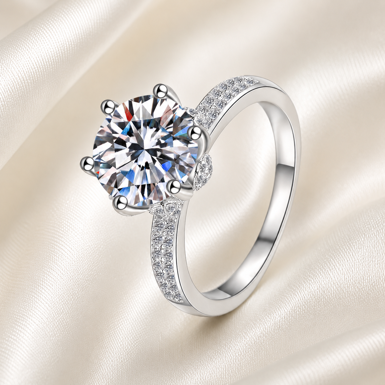 Radiant Crown Moissanite Ring moissanite ring in S925 sterling silver - main product photo for ILU520 jewelry gifts