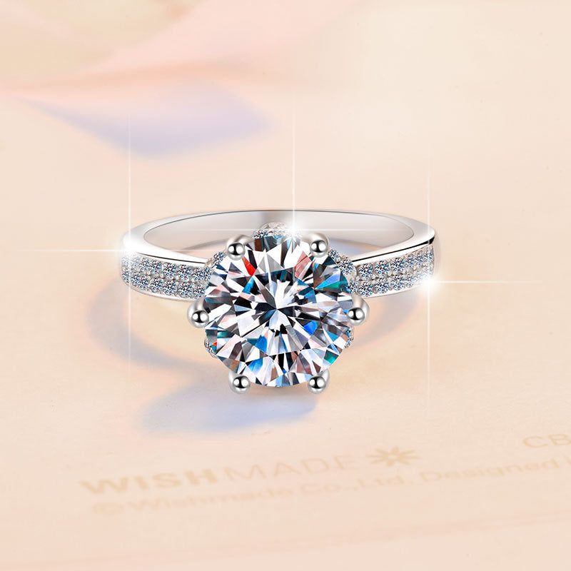 Radiant Crown Moissanite Ring moissanite ring in S925 sterling silver - gift-ready product detail for ILU520 jewelry gifts