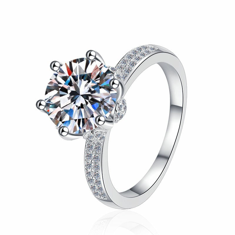 Radiant Crown Moissanite Ring moissanite ring in S925 sterling silver - styling and detail view for ILU520 jewelry gifts